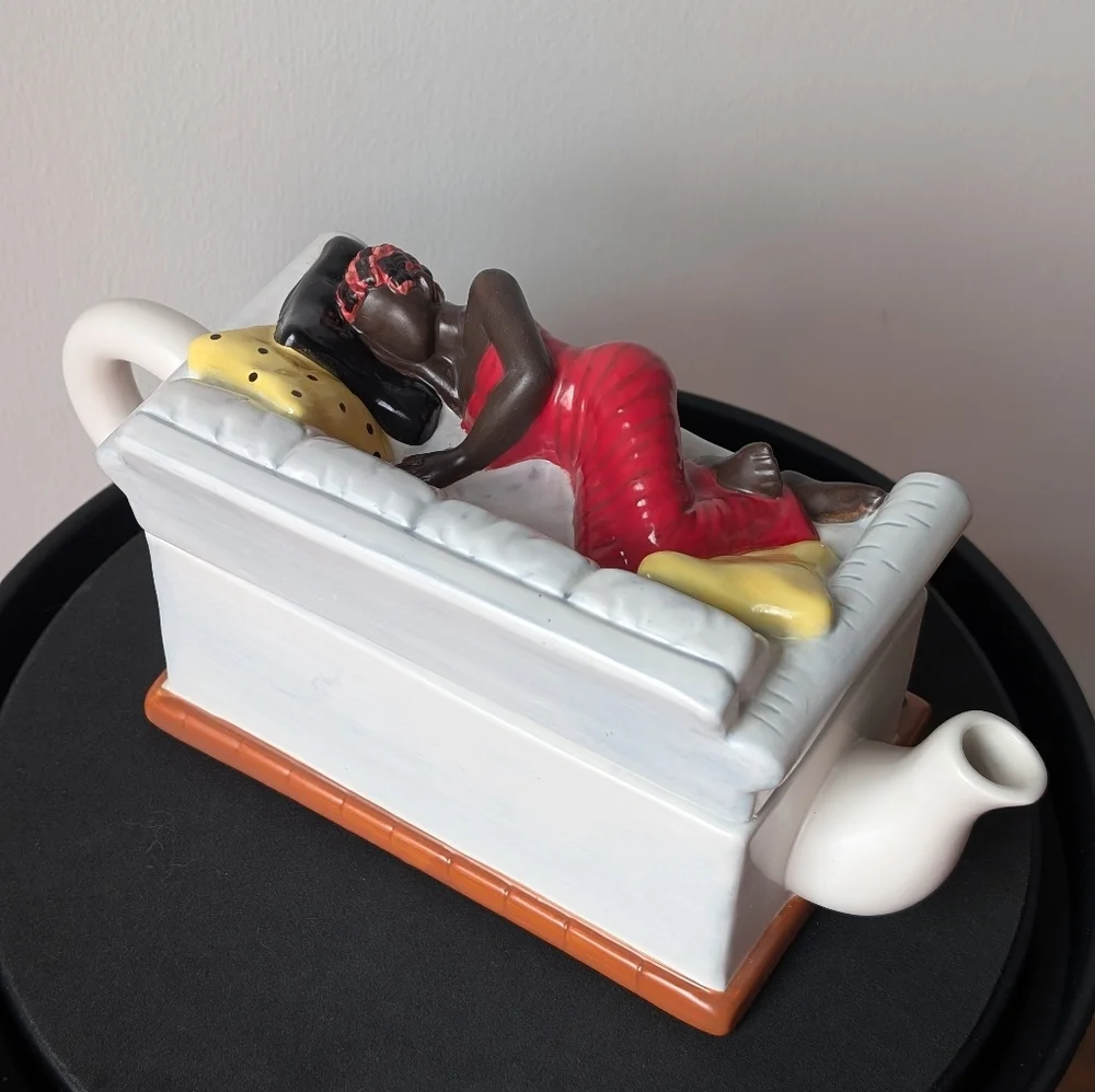 Annie Lee Teapot Vintage Black Americana Folk Art Steeping and Sleeping Country - Picture 3 of 8